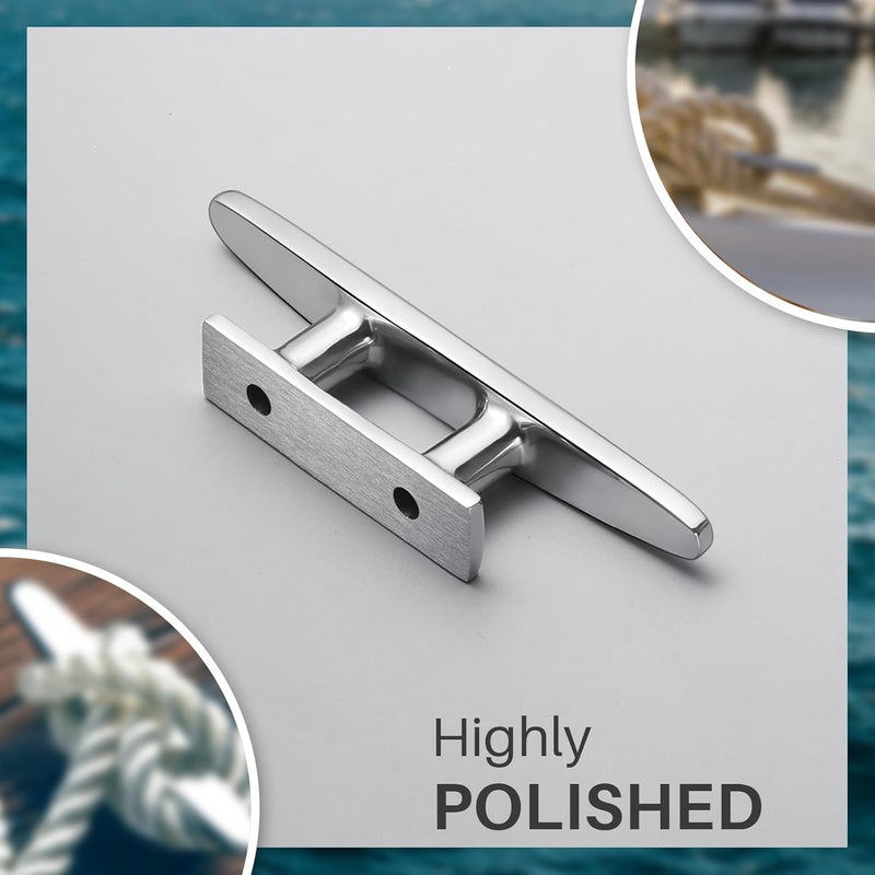 OBAKL Boat Cleats, Marine Grade 316 Stainless Steel Boat Mooring Cleat Pack of 4, Installation Accessories Included - Image 5